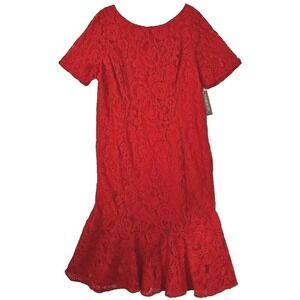 Eva Mendes New York & Co ~Woman Plus Size 2X~Red Short Sleeve Lined Dress Party